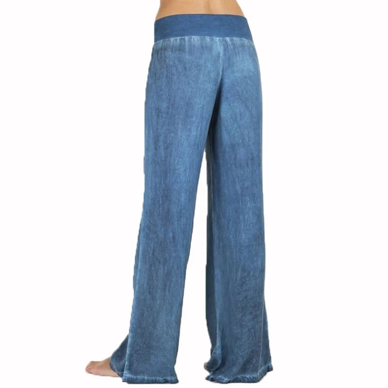 Plus Size S-5XL comfortable loose wide leg Imitation denim pants
