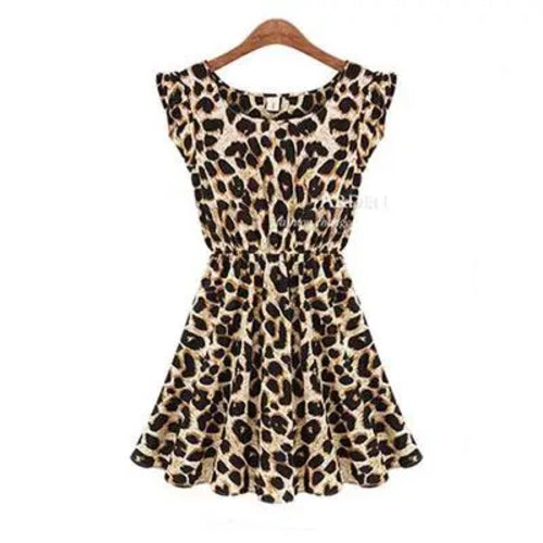 Women Summer Dresses Leopard Print Dress Plus Size S-XXL Slim Beach