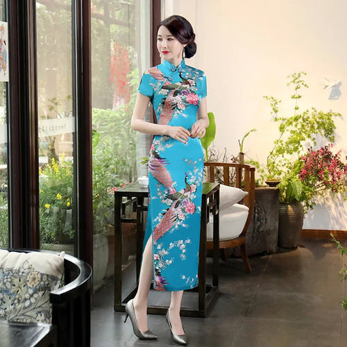 Fashion Summer Long Cheongsam Chinese Style Dress Womens Slim Qipao