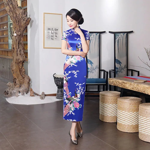 Fashion Summer Long Cheongsam Chinese Style Dress Womens Slim Qipao