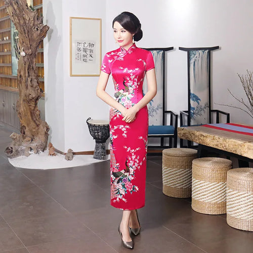 Fashion Summer Long Cheongsam Chinese Style Dress Womens Slim Qipao