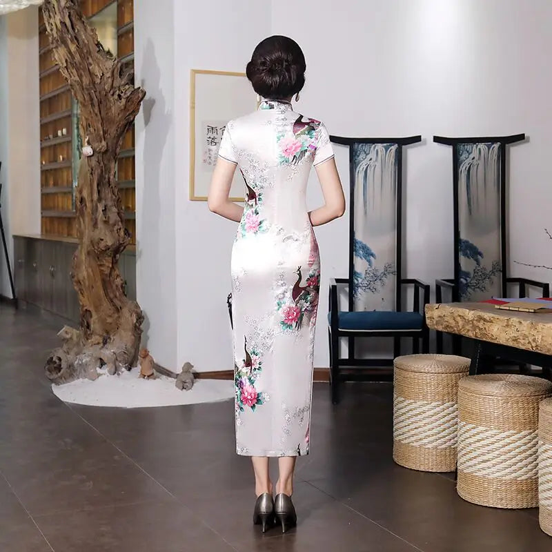 Fashion Summer Long Cheongsam Chinese Style Dress Womens Slim Qipao