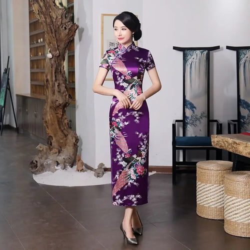 Fashion Summer Long Cheongsam Chinese Style Dress Womens Slim Qipao