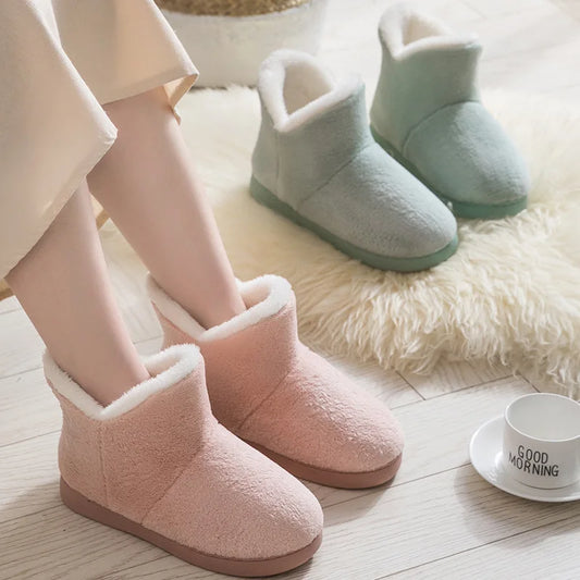 2025 Winter Warm Shoes Woman Men Indoor Slippers Soft Plus Couples Home Floor Snow Boots Anti-slip Female House Footwear