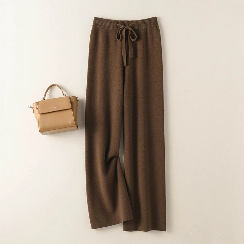 BELIARST Cashmere pants ladies high waist wide leg pants casual