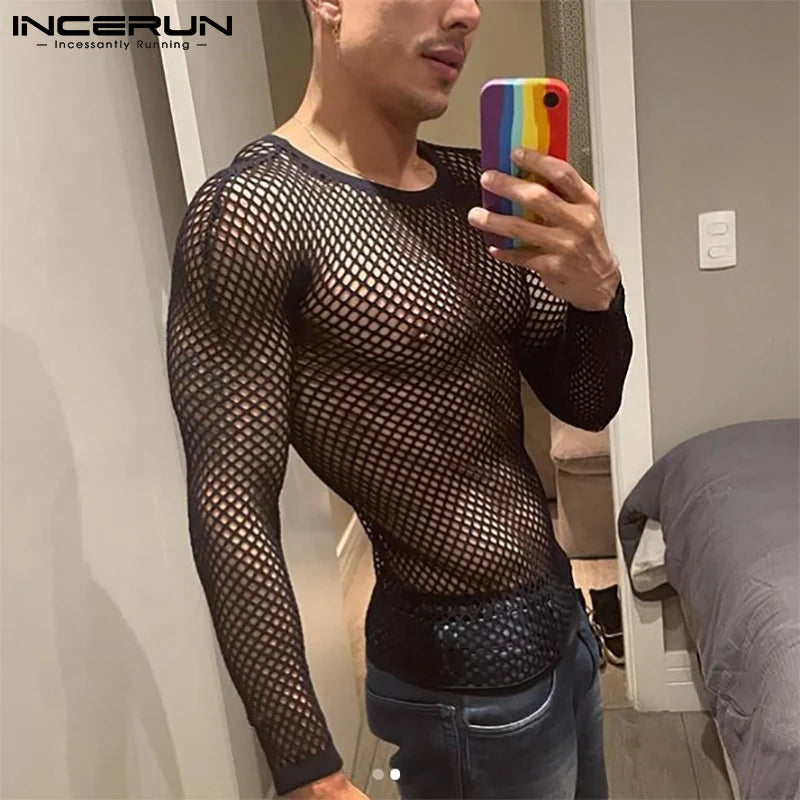 Tops 2023 Summer Fashion New Men's Undershirt O-neck Tees Long Sleeved