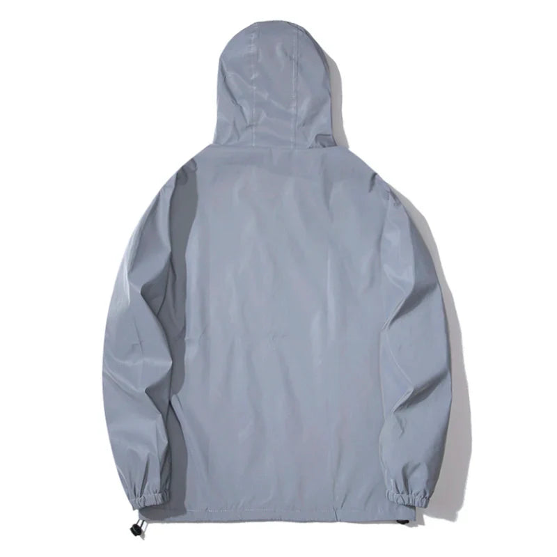 New Night Reflective Jackets Double Fabric Windbreaker Hooded Jacket