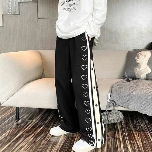 Harajuku Wide Leg Oversize Pants Men Streetwear Clothes Side Split