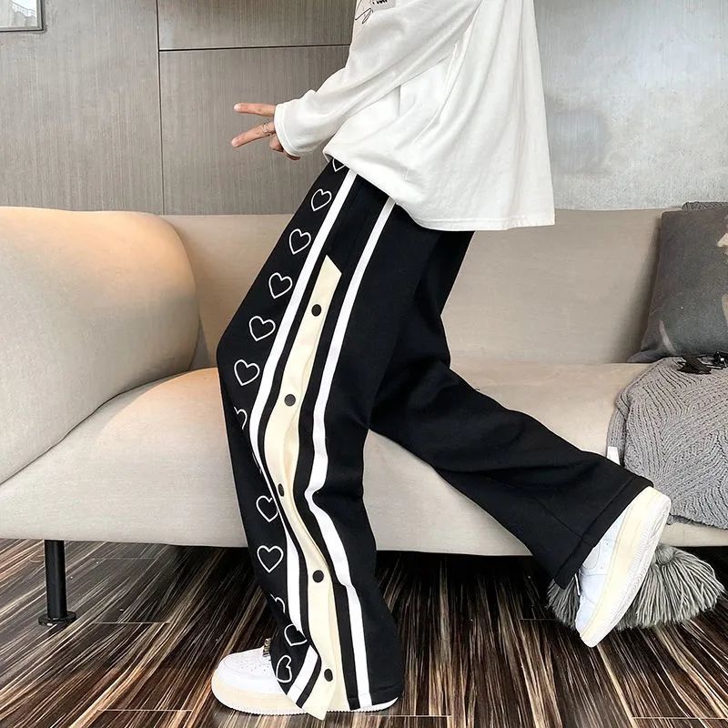 Harajuku Wide Leg Oversize Pants Men Streetwear Clothes Side Split