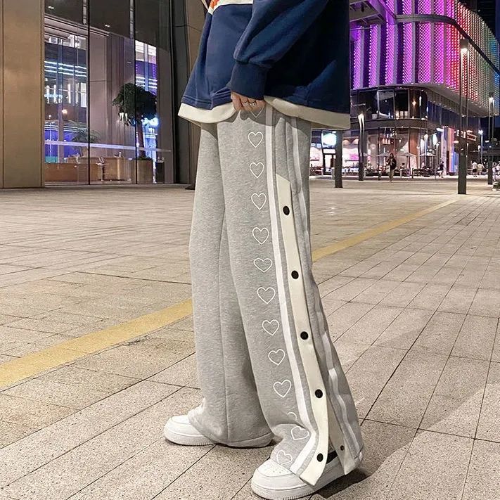 Harajuku Wide Leg Oversize Pants Men Streetwear Clothes Side Split