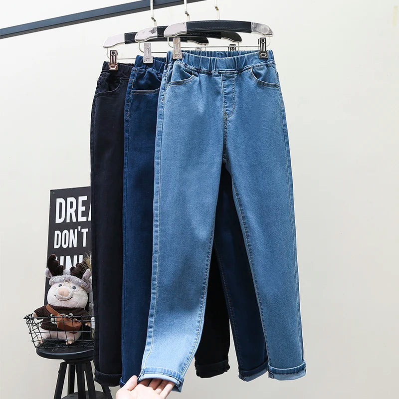 S-6XL High Stretch Skinny Jeans Sexy Clothes Women Mom Denim Pants