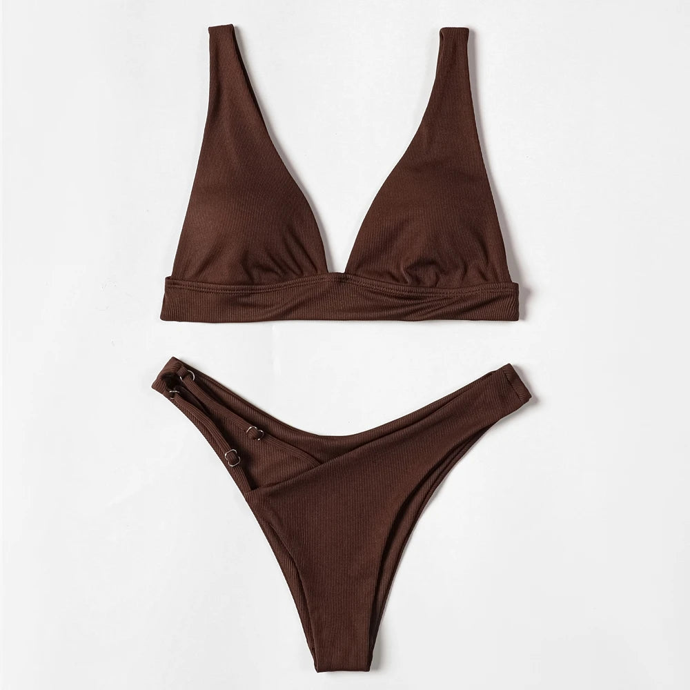 ZTVitality Sexy Brown Bikini Set 2022 New Arrival Padded High Cut