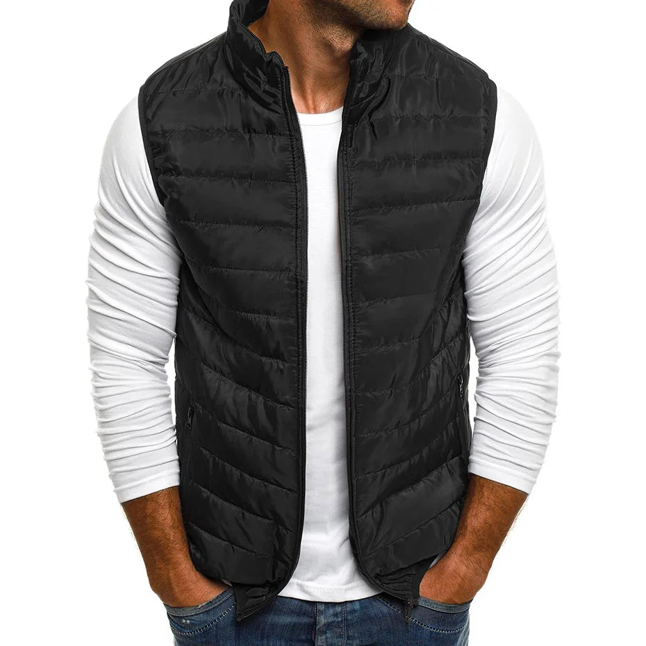 Aiwetin Men' Sleeveless Vest Jackets Winter Fashion Male Cotton-Padded