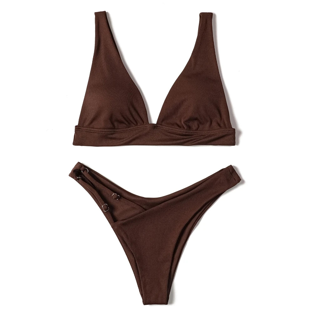 ZTVitality Sexy Brown Bikini Set 2022 New Arrival Padded High Cut