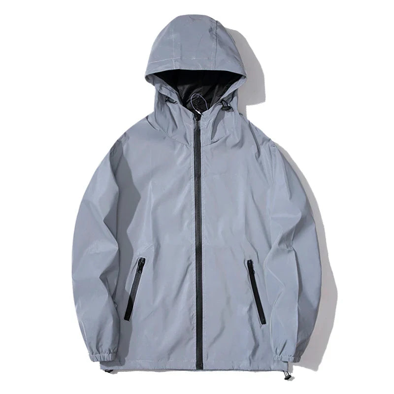 New Night Reflective Jackets Double Fabric Windbreaker Hooded Jacket