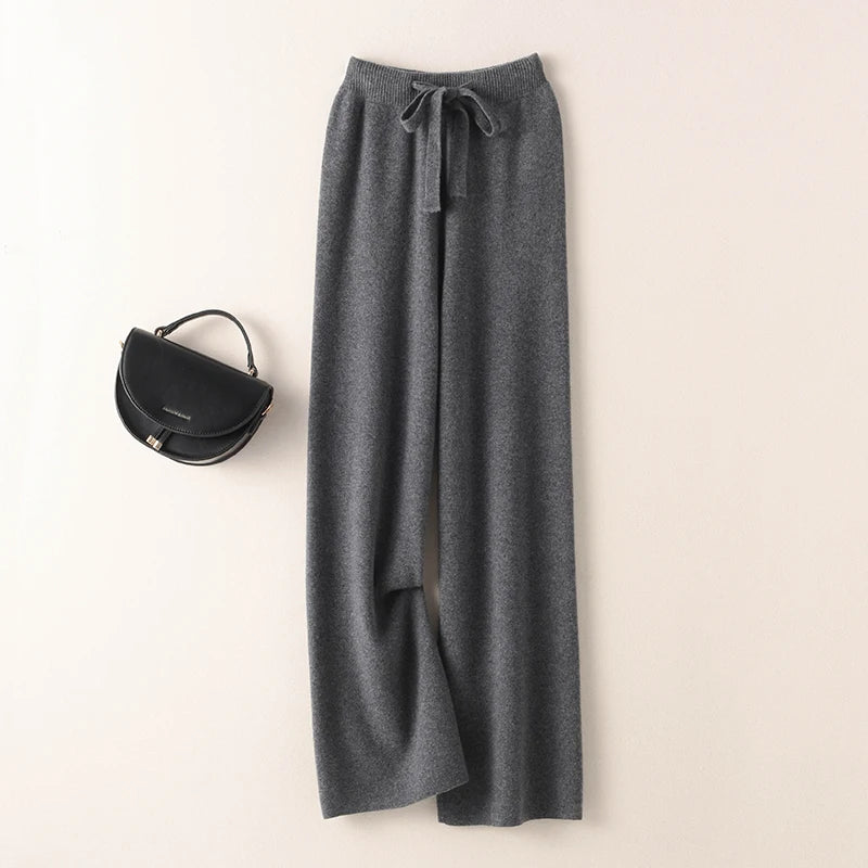 BELIARST Cashmere pants ladies high waist wide leg pants casual