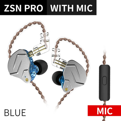 KZ ZSN PRO 1BA 1DD Hybrid Drive In Ear Earphones HIFI Metal Bass