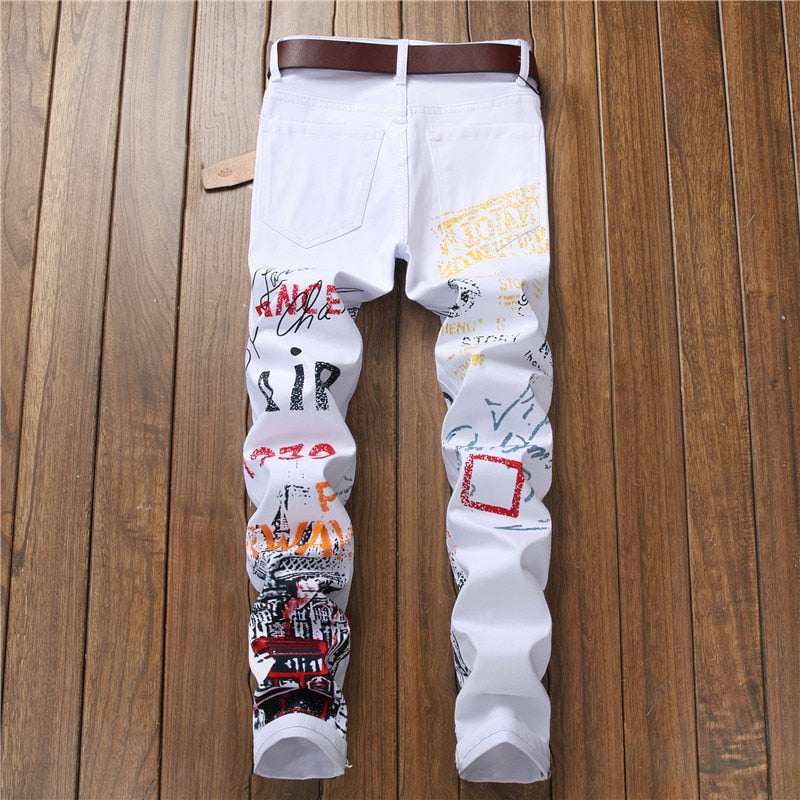 High Street Fashion Mens Jeans Night Club Black White Color Personal