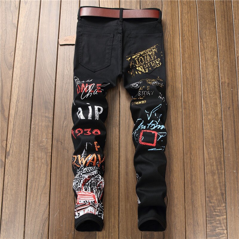 High Street Fashion Mens Jeans Night Club Black White Color Personal