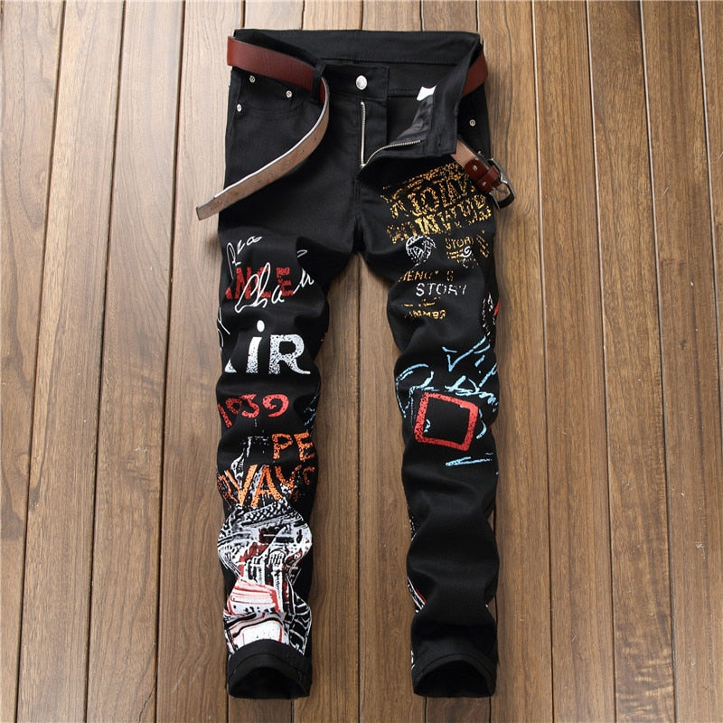 High Street Fashion Mens Jeans Night Club Black White Color Personal