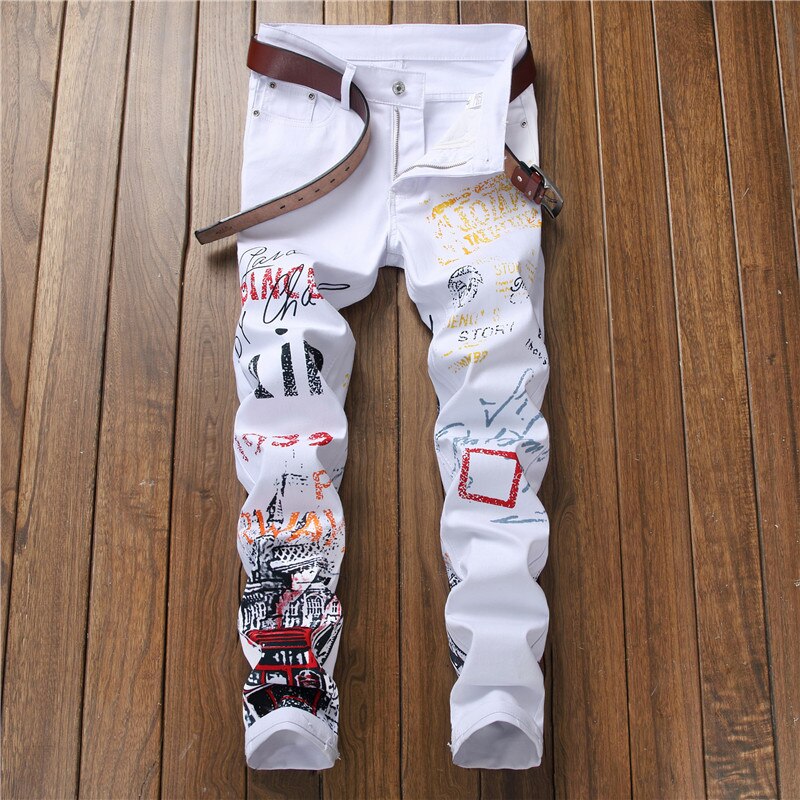 High Street Fashion Mens Jeans Night Club Black White Color Personal