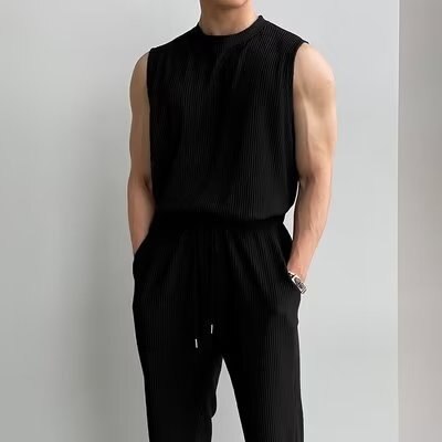 Ice Silk Men's Summer Ruffian Tracksuits Handsome Fashion Vest