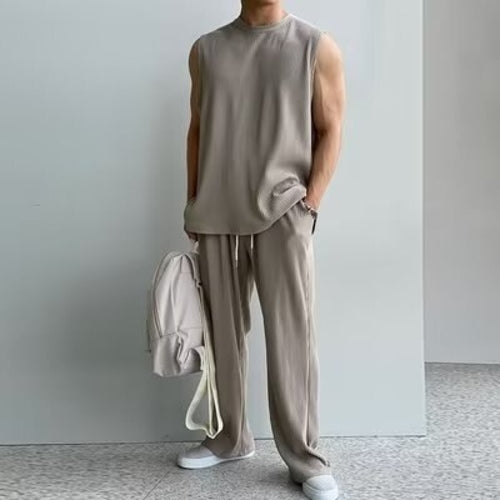 Ice Silk Men's Summer Ruffian Tracksuits Handsome Fashion Vest
