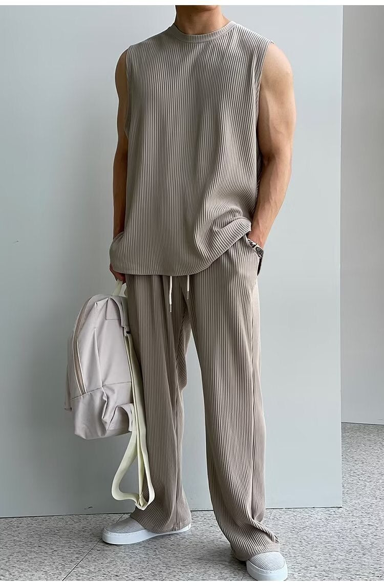 Ice Silk Men's Summer Ruffian Tracksuits Handsome Fashion Vest