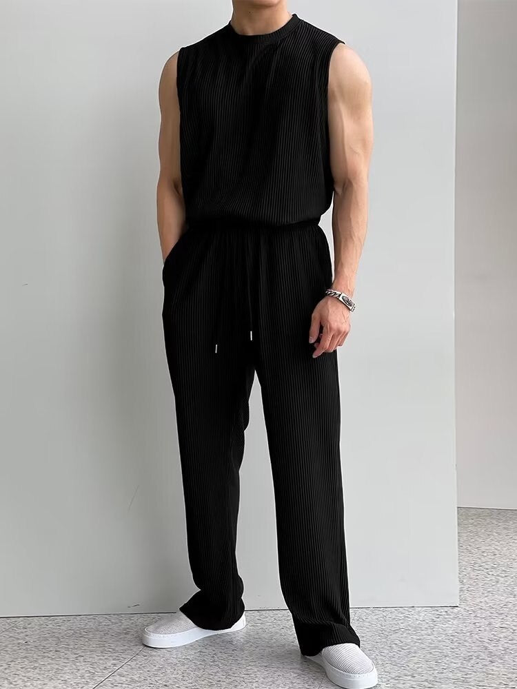 Ice Silk Men's Summer Ruffian Tracksuits Handsome Fashion Vest