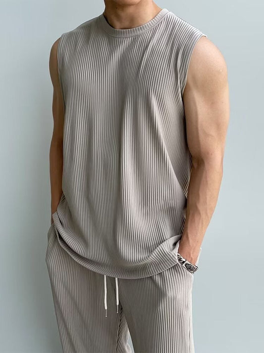 Ice Silk Men's Summer Ruffian Tracksuits Handsome Fashion Vest