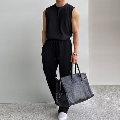 Ice Silk Men's Summer Ruffian Tracksuits Handsome Fashion Vest