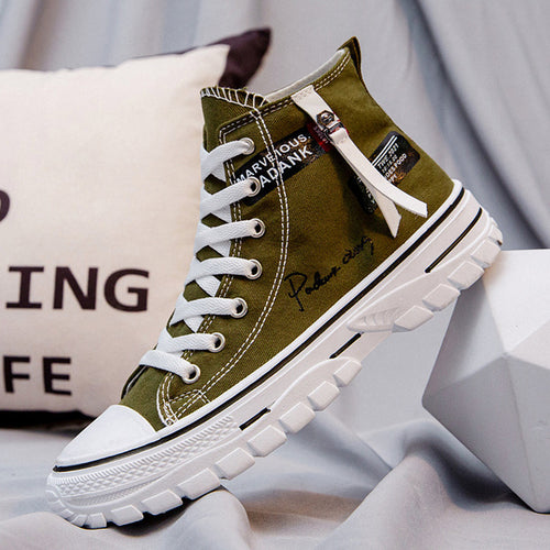 Men Shoes Vulcanize Canvas Shoes High Top Sneakers Casual Breathable