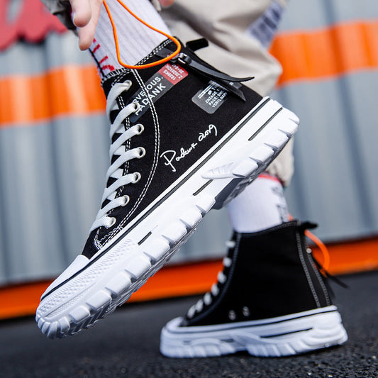 Men Shoes Vulcanize Canvas Shoes High Top Sneakers Casual Breathable