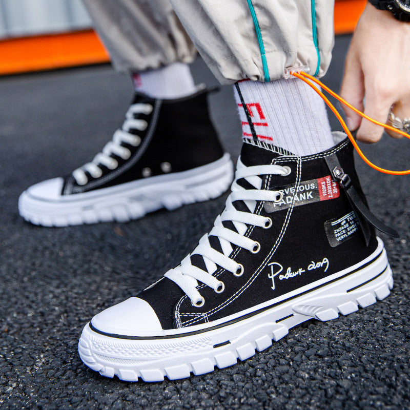 Men Shoes Vulcanize Canvas Shoes High Top Sneakers Casual Breathable