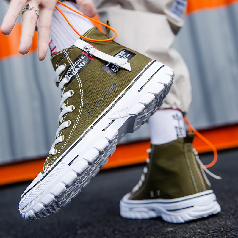 Men Shoes Vulcanize Canvas Shoes High Top Sneakers Casual Breathable