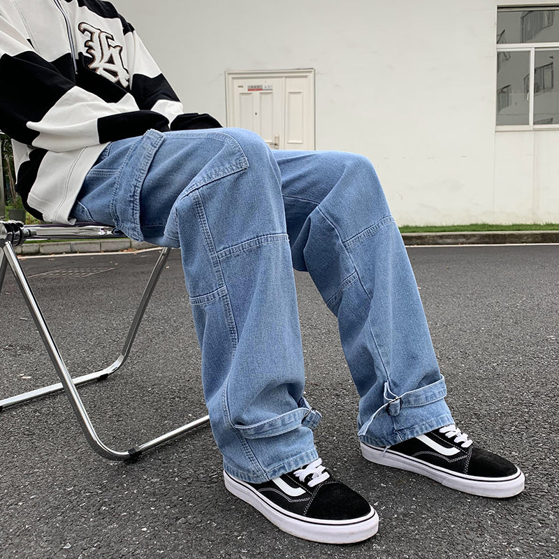 Men Wide Leg Jeans Hip Hop Casual Men's Straight Baggy Denim Pants