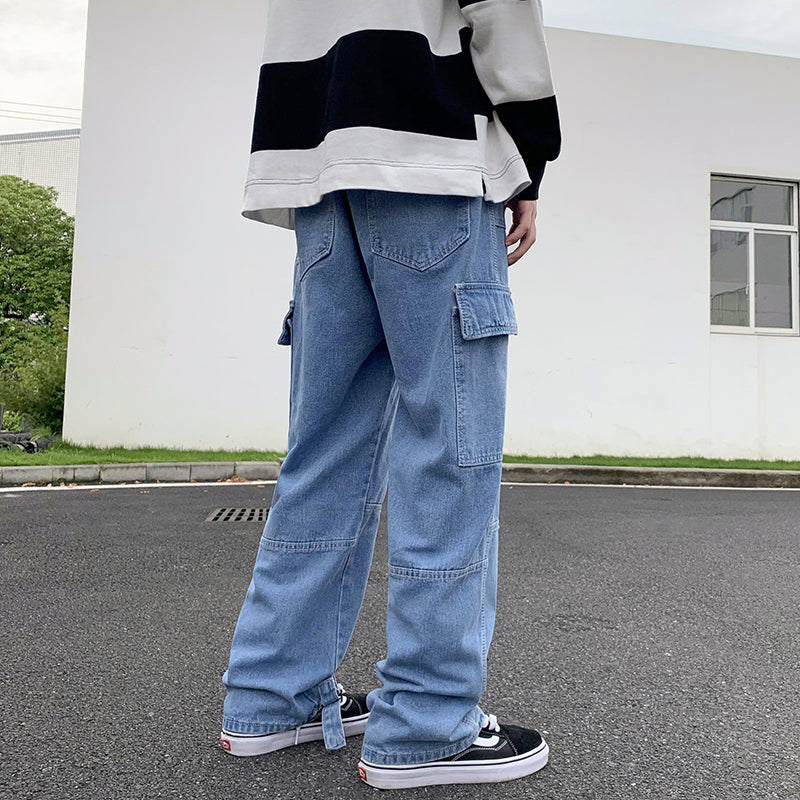 Men Wide Leg Jeans Hip Hop Casual Men's Straight Baggy Denim Pants