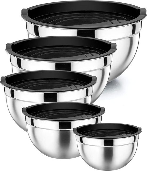Mixing Bowl Set of 5, Stainless Steel Nesting Bowls for Kitchen
