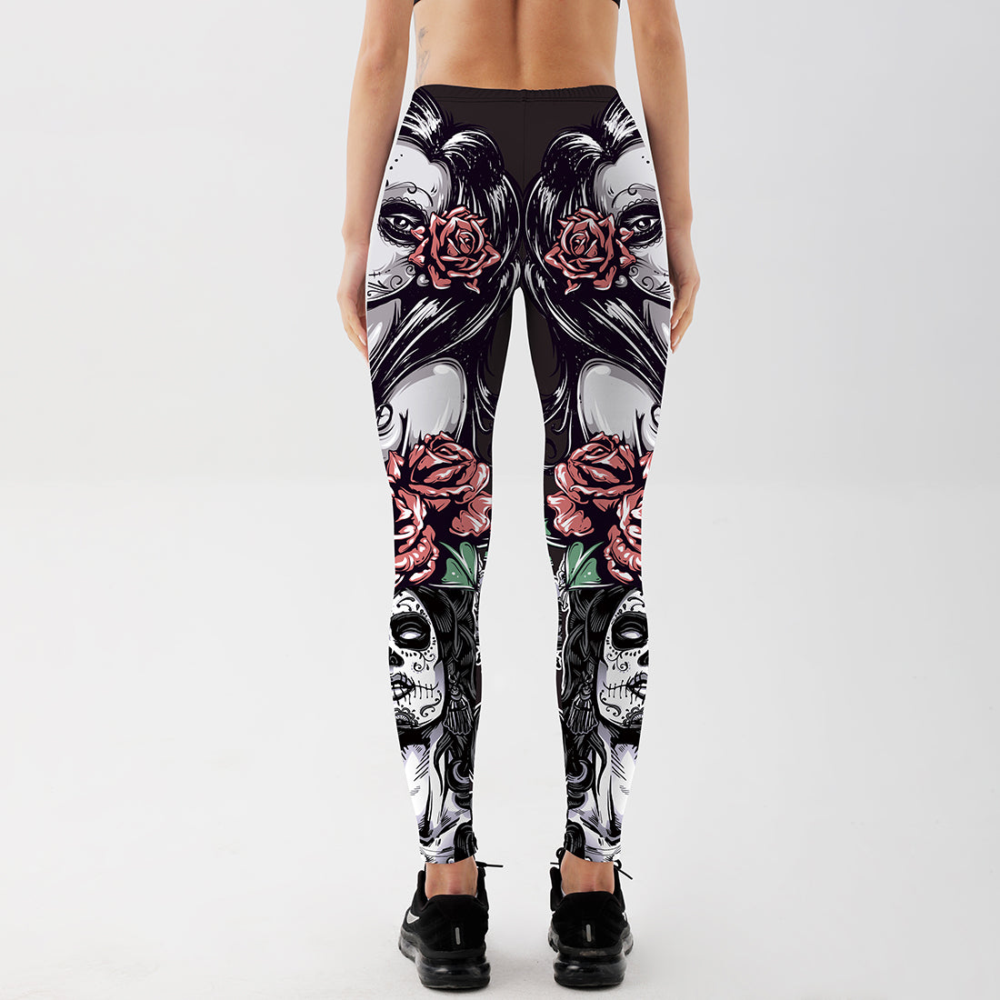 Qickitout New Arrival Women Leggings Sexy Girl With Roses Printed