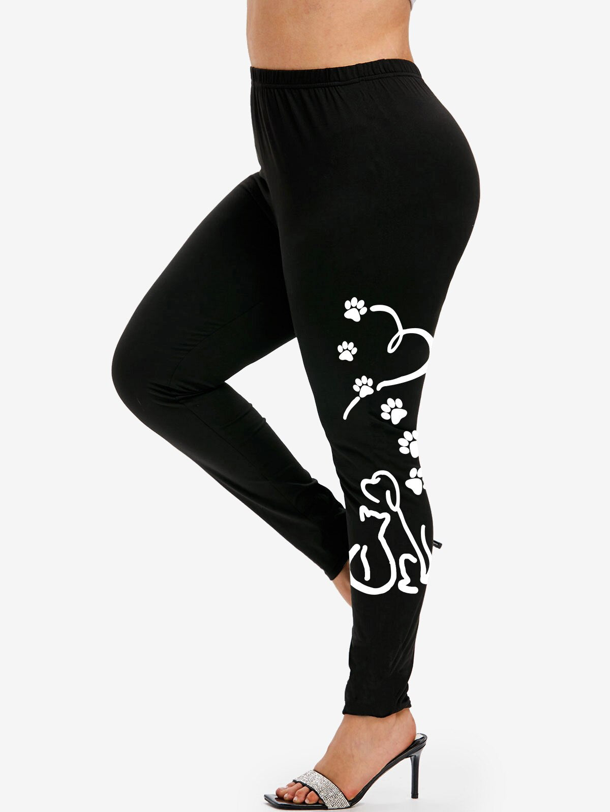 Rosegal S-5xl Leggings For Women Cute Cartoon Cat Paw Footprints