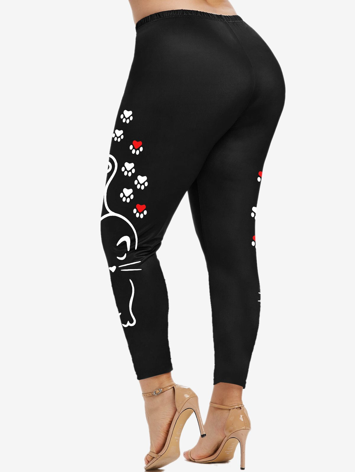 Rosegal S-5xl Leggings For Women Cute Cartoon Cat Paw Footprints