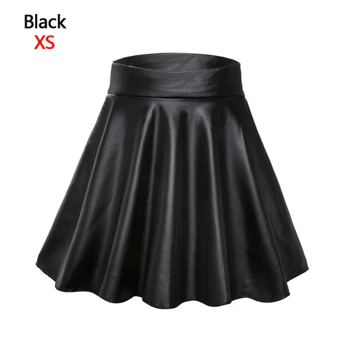 High Waist Elastic Mini Short Skirt Women Faux Leather Skirts