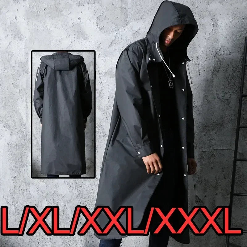 New Black Fashion Adult Waterproof Long Raincoat Ladies Men Raincoat