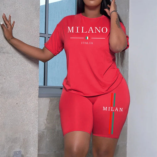 Womens Tracksuit Summer Casual Sport T-Shirts Suit Soft Comfortable