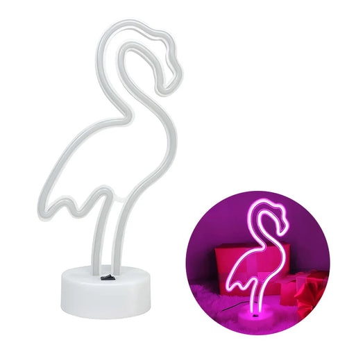 Flamingo Neon Signs Light LED Pink Wall Lamp Room Decor Battery/USB