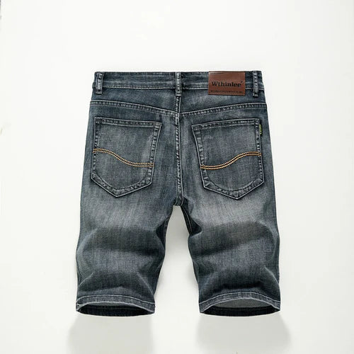 Summer Shorts Jeans Men Denim Pants Stretch Dark Blue Fashion Design
