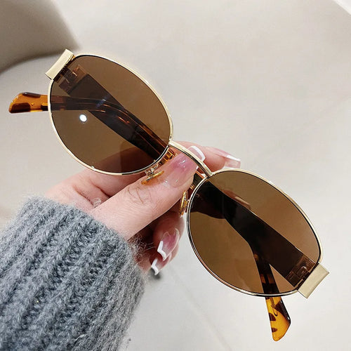 Fashion Oval Sunglasses Women Retro Trend Outdoor Metal Sun Glasses