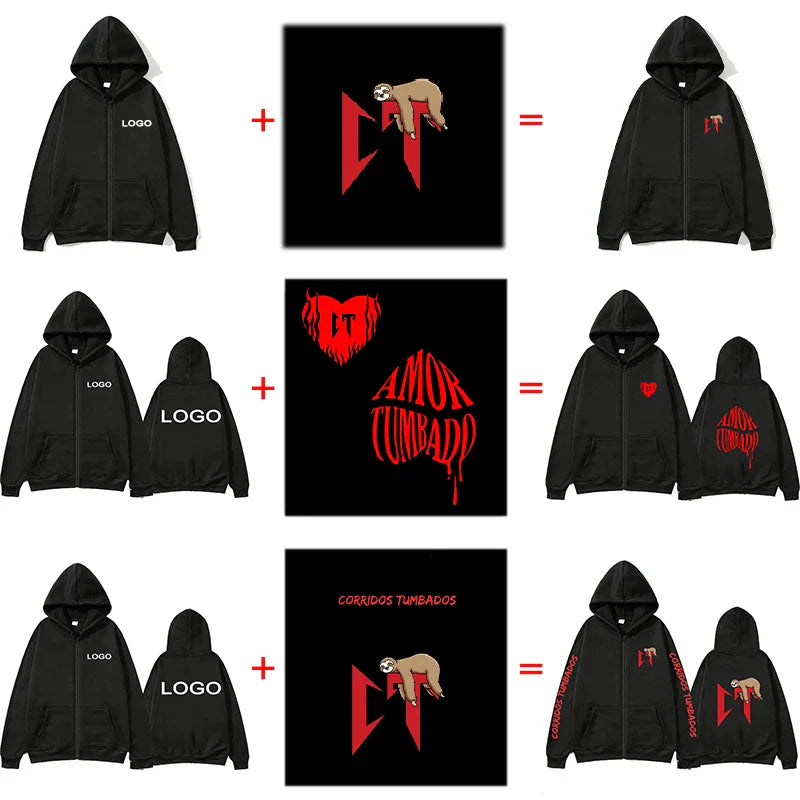 Customized Printed Men Women Zipper Up Hoodie Loose Casual Clothing