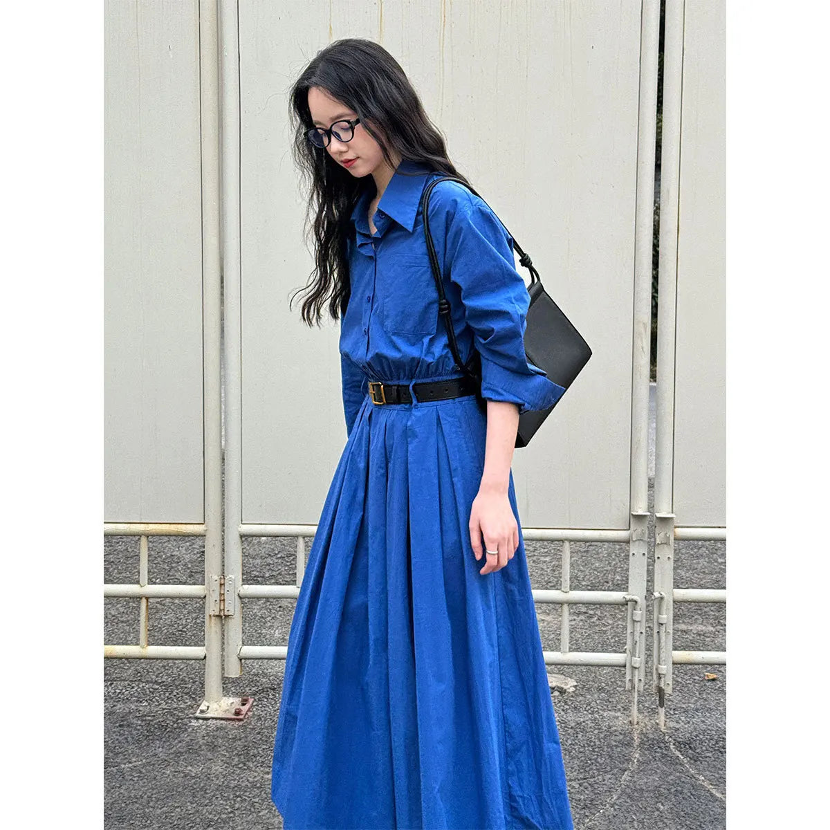 Polo‘s Collar Shirt Dress Women Spring Slimming Long Dress With A