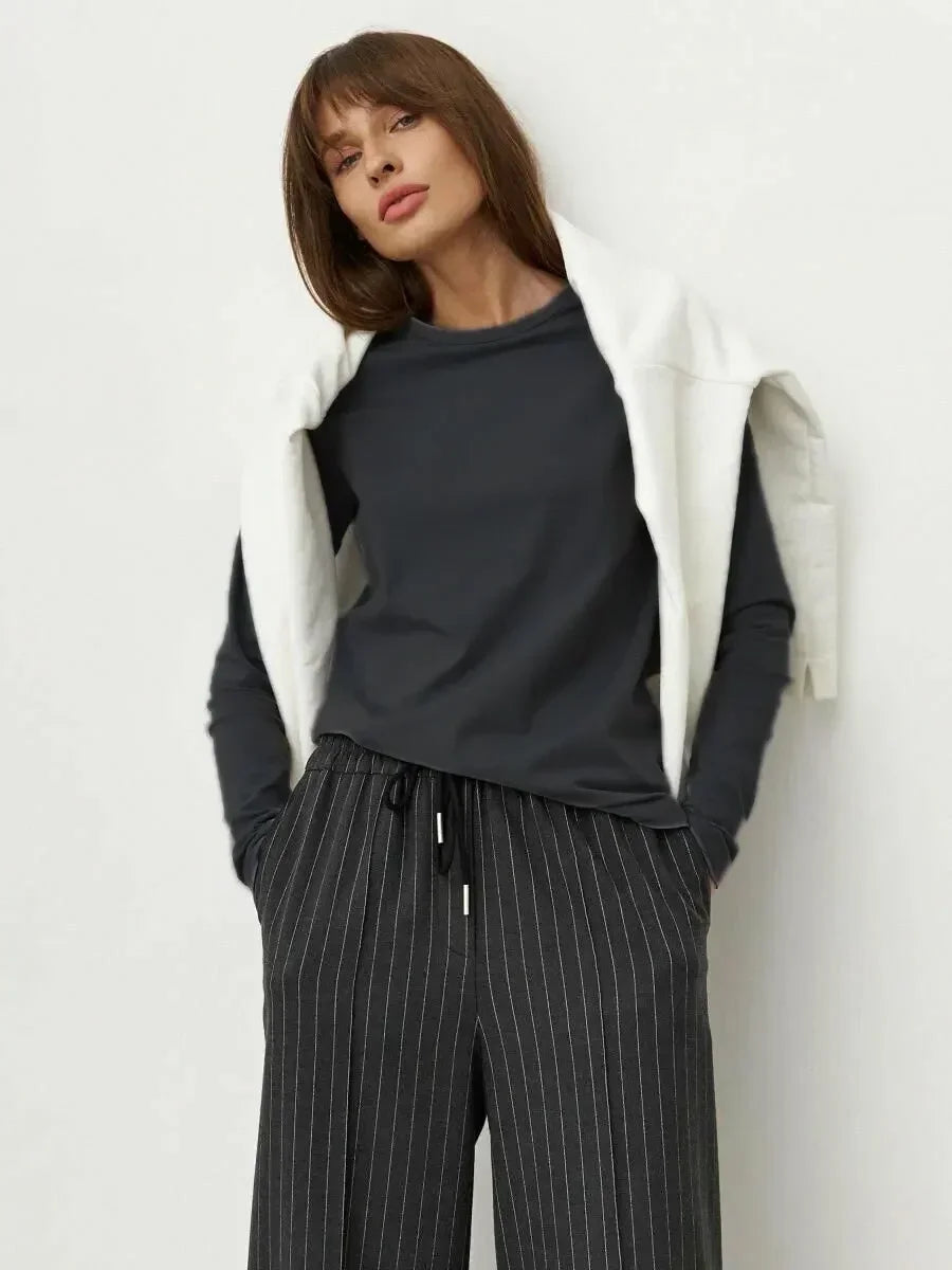 Bornladies Women's Spring Autumn 100% Cotton T-shirt Bottoming Basic